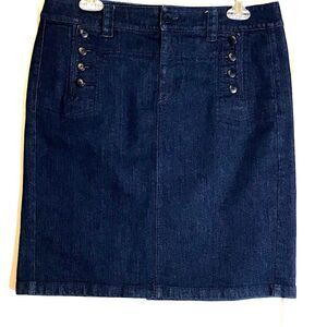 Lauren Ralph Lauren Dark Wash Denim Pencil Skirt Zip Front Size 8